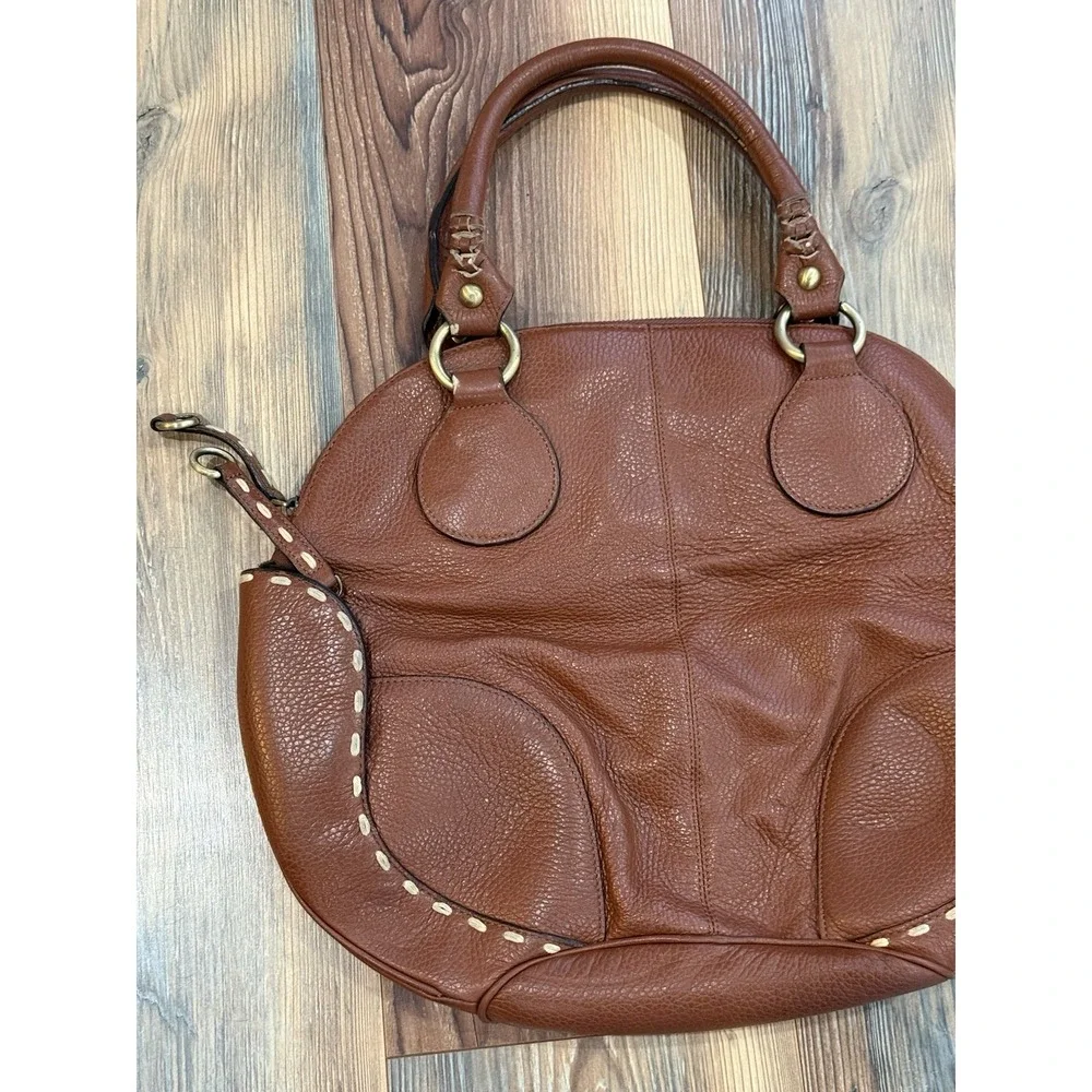 Cromia Genuine Leather Hobo Shoulder Bag With Embroidery Accents 12.5x17